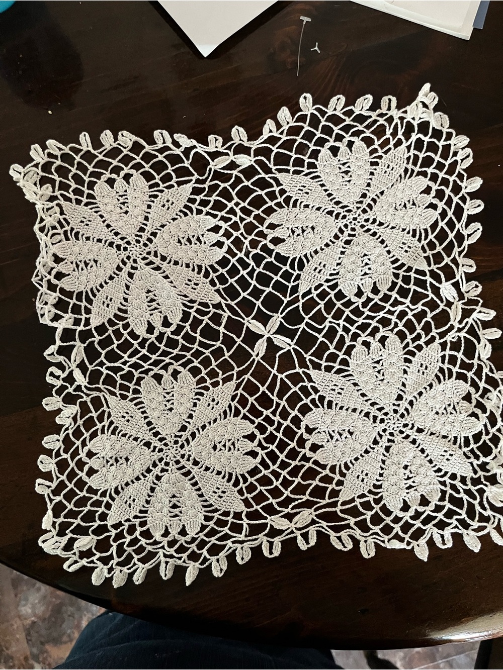 White Crochet Lace Table Doily - Elegant Floral Design